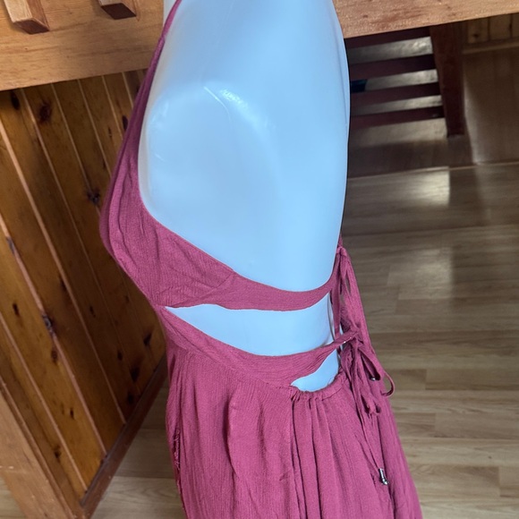 Free People size Small Backless Halter Maxi Dress in dark mauve pink - Picture 11 of 12